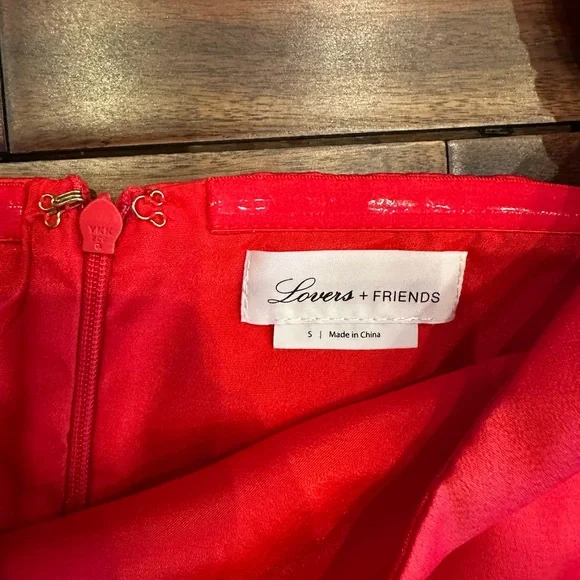 Lovers + Friends Suri Bright Red Mini Dress Puffed Sleeves Size Small - Picture 3 of 5